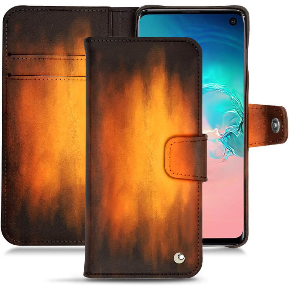 Noreve Lederschutzhülle Wallet (Samsung Galaxy S10e), Smartphone Hülle, Violett