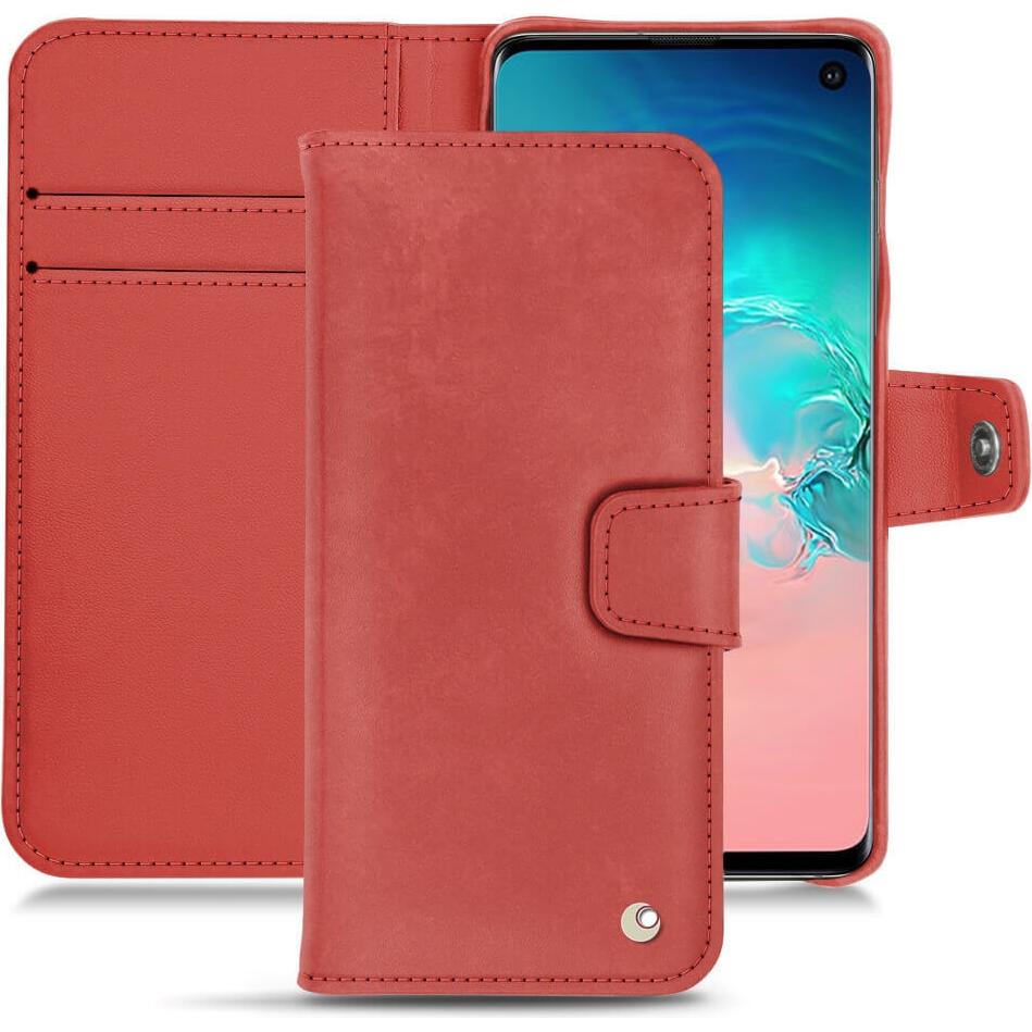 Noreve Lederschutzhülle Wallet (Samsung Galaxy S10e), Smartphone Hülle, Rot