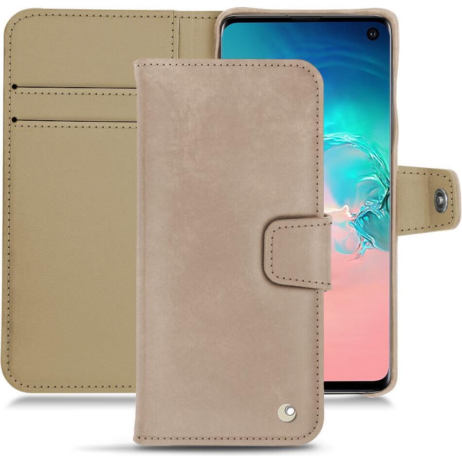 Noreve Lederschutzhülle Wallet (Samsung Galaxy S10e), Smartphone Hülle, Beige
