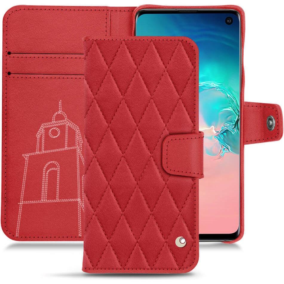 Noreve Lederschutzhülle Wallet (Samsung Galaxy S10e), Smartphone Hülle, Rot