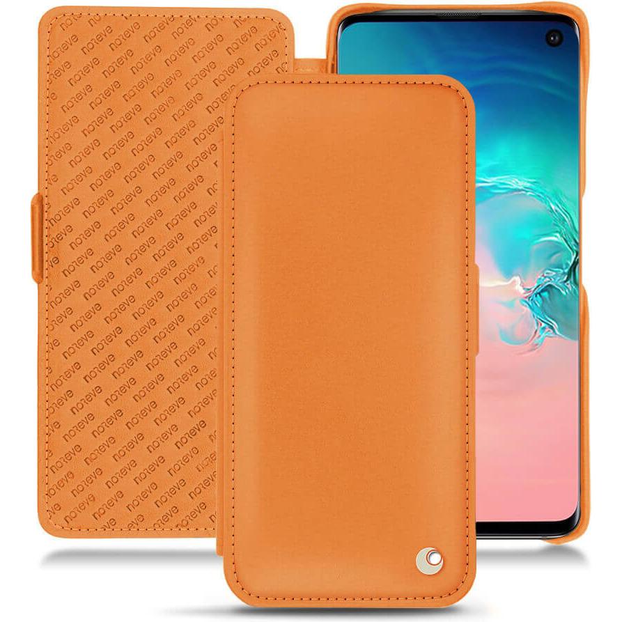 Noreve Lederschutzhülle horizontal (Samsung Galaxy S10e), Smartphone Hülle, Orange