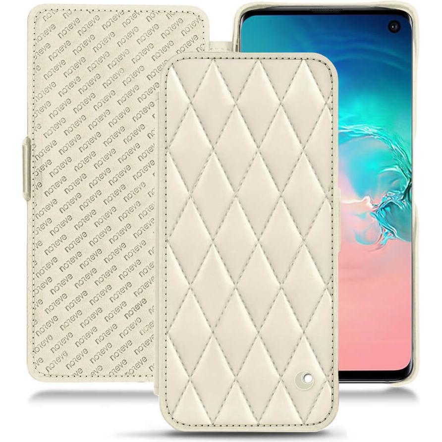 Noreve Lederschutzhülle horizontal (Samsung Galaxy S10e), Smartphone Hülle, Weiss