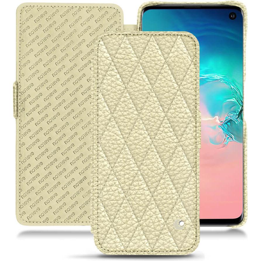 Noreve Lederschutzhülle horizontal (Samsung Galaxy S10e), Smartphone Hülle, Beige