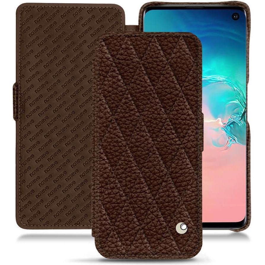 Noreve Lederschutzhülle horizontal (Samsung Galaxy S10e), Smartphone Hülle, Braun