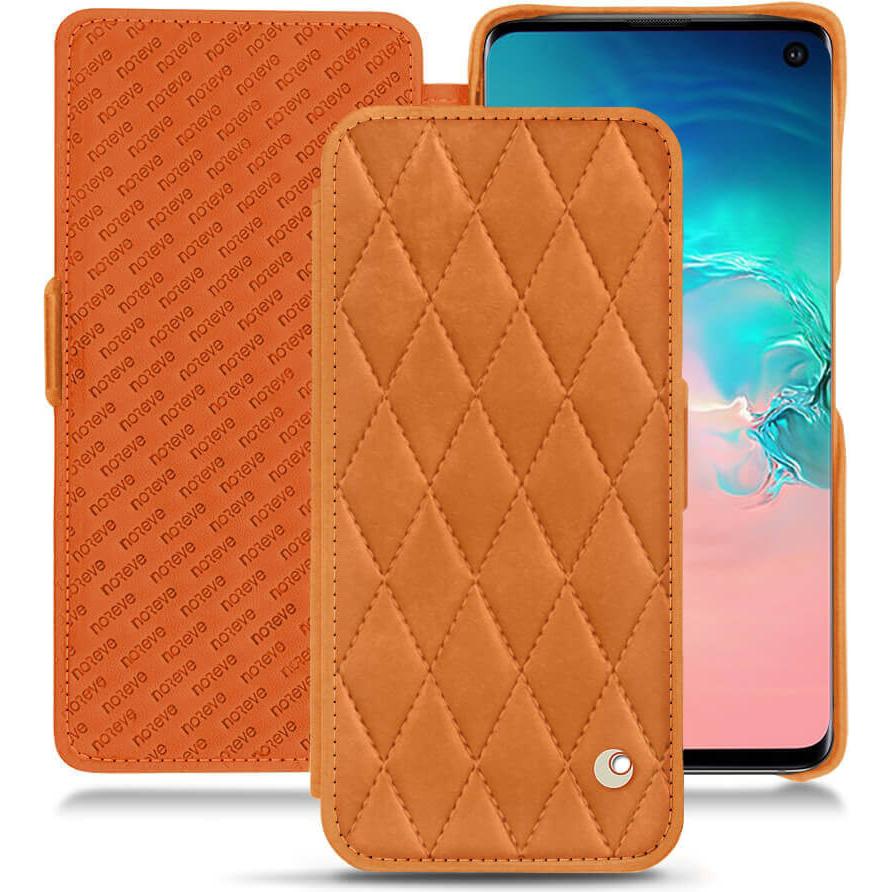 Thumbnail - Noreve Lederschutzhülle horizontal (Samsung Galaxy S10e), Smartphone Hülle, Orange