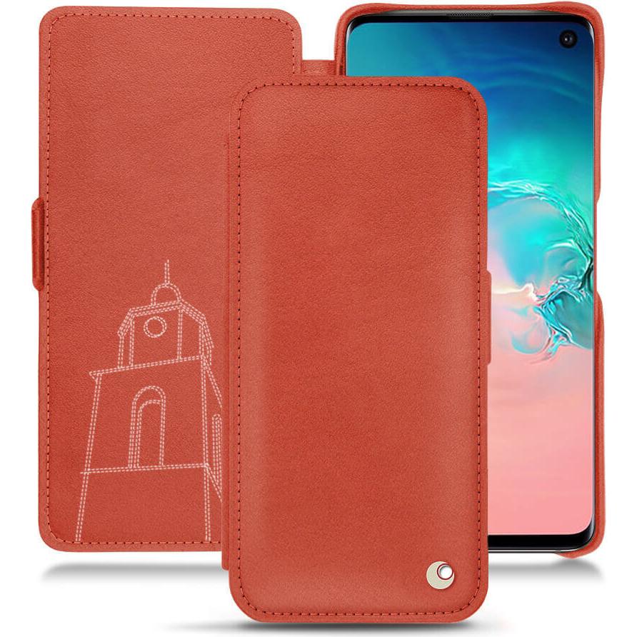 Noreve Lederschutzhülle horizontal (Samsung Galaxy S10e), Smartphone Hülle, Orange