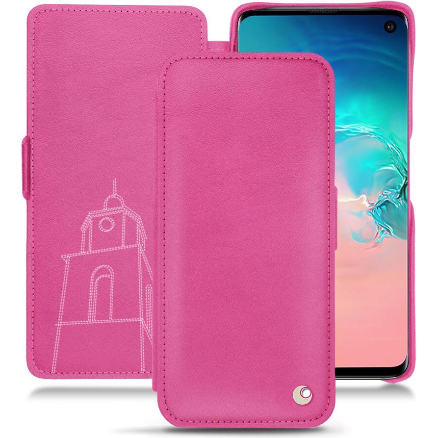 Noreve Lederschutzhülle horizontal (Samsung Galaxy S10e), Smartphone Hülle, Rosa