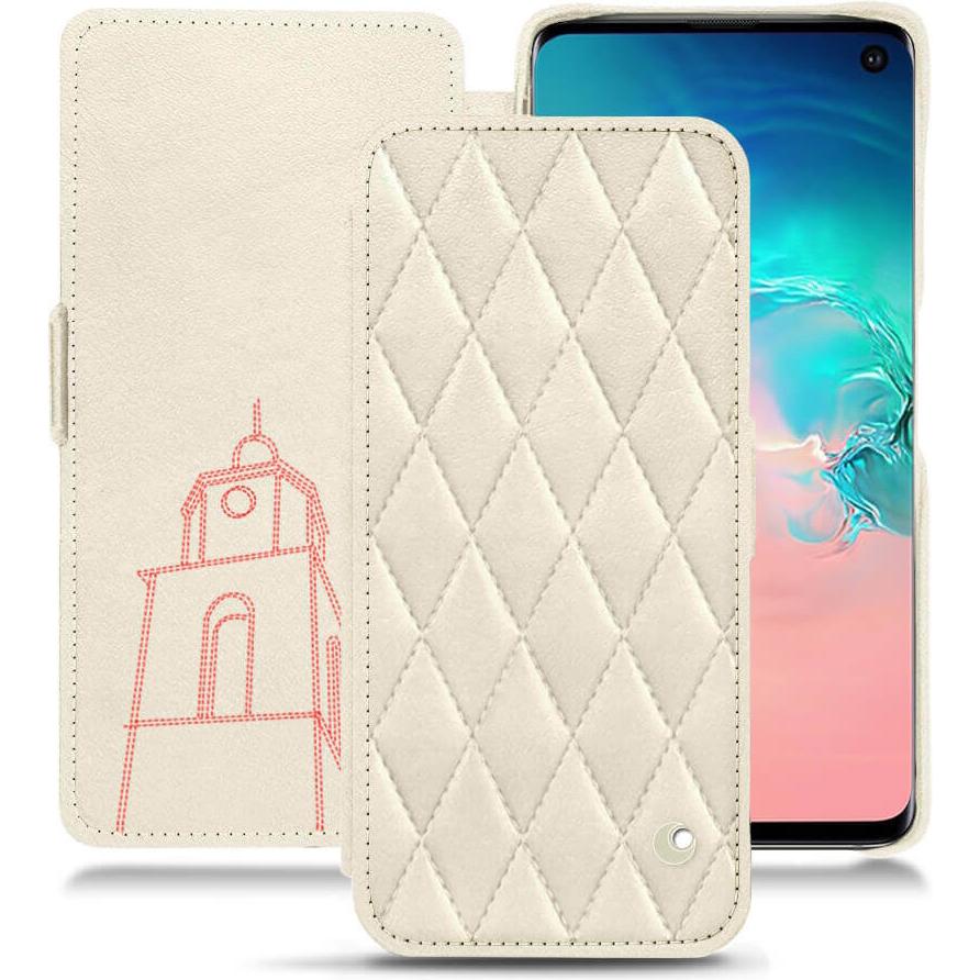 Noreve Lederschutzhülle horizontal (Samsung Galaxy S10e), Smartphone Hülle, Weiss