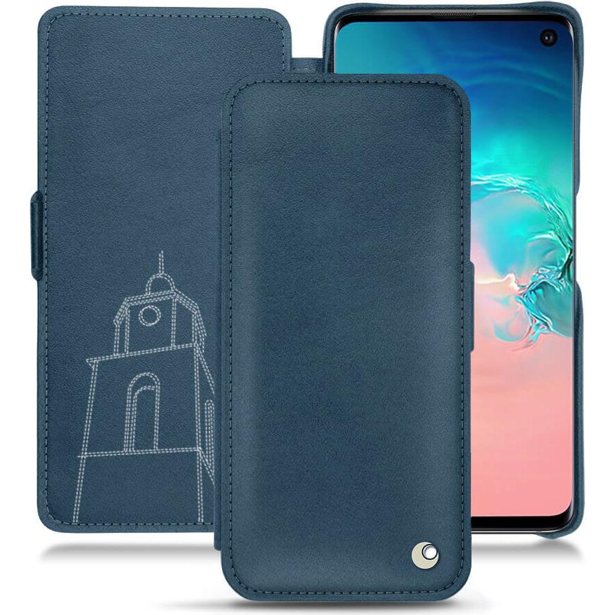 Noreve Lederschutzhülle horizontal (Samsung Galaxy S10e), Smartphone Hülle, Blau