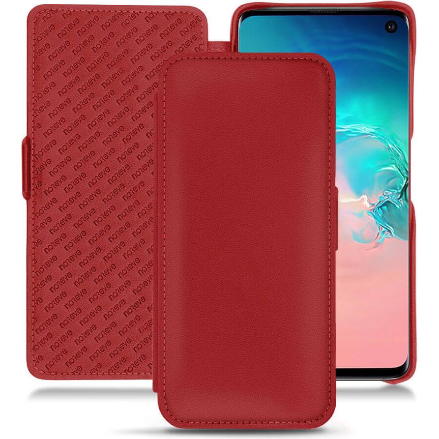 Noreve Lederschutzhülle horizontal (Samsung Galaxy S10e), Smartphone Hülle, Rot