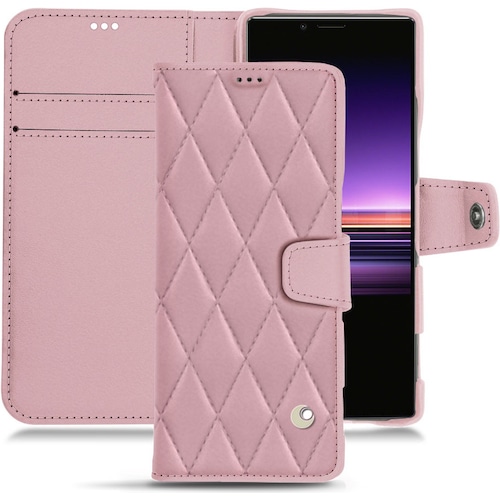 Noreve Lederschutzhülle Wallet (Sony Xperia 1), Smartphone Hülle, Rosa