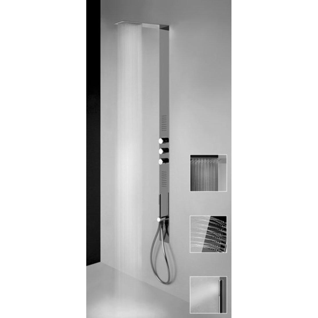Gessi, Badarmatur, Tremillimetri Fertigmontageset für UP-Duschsäule, Tondo Griffe, Edelstahl Glanz, 39821238