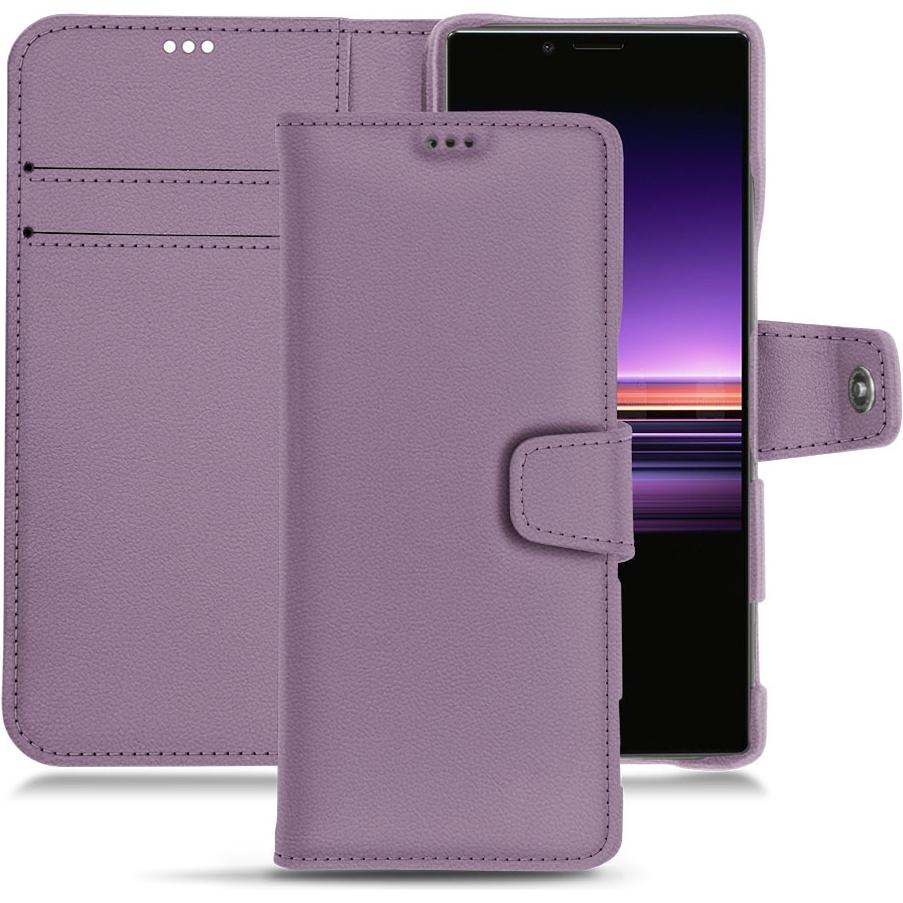 Noreve Lederschutzhülle Wallet (Sony Xperia 1), Smartphone Hülle, Violett