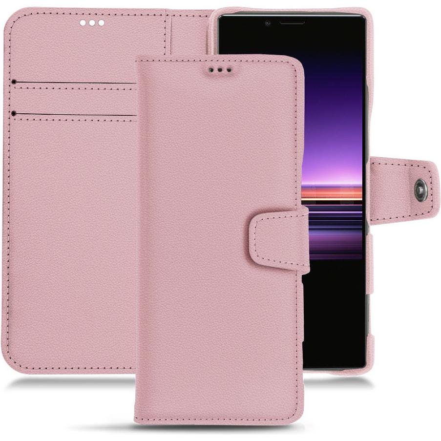 Noreve Lederschutzhülle Wallet (Sony Xperia 1), Smartphone Hülle, Rosa