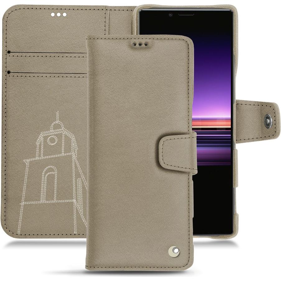 Noreve Lederschutzhülle Wallet (Sony Xperia 1), Smartphone Hülle, Beige