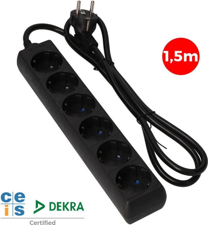 Produktbild EDM Steckdosenleiste mit 6 Steckdosen ohne Schalter 41008 Schuko (1,5 m) (6 x, CEE 7/3, 1.50 m)