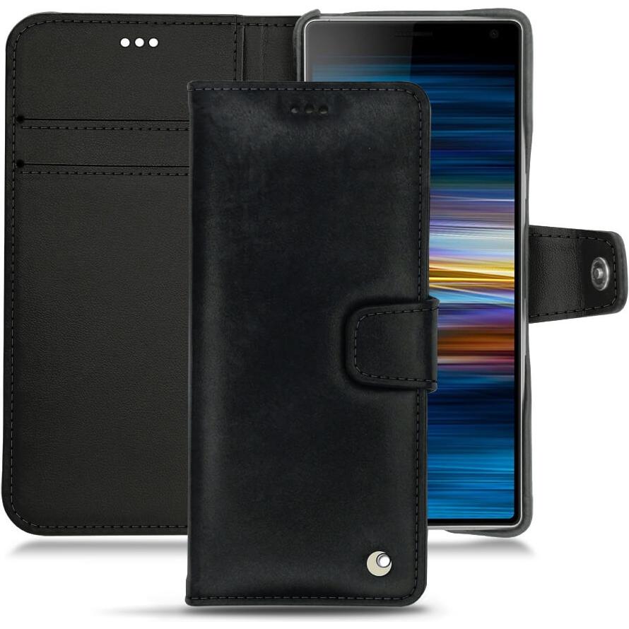 Noreve Lederschutzhülle Wallet (Sony Xperia 10 Plus), Smartphone Hülle, Schwarz