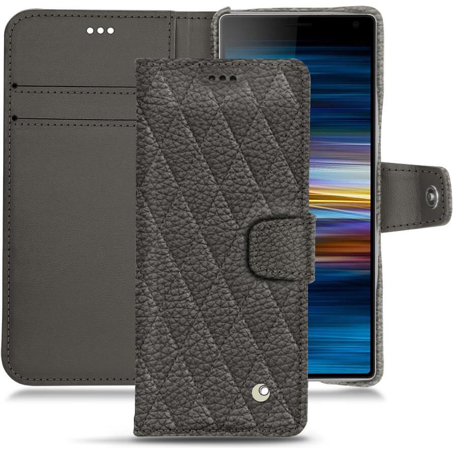 Noreve Lederschutzhülle Wallet (Sony Xperia 10 Plus), Smartphone Hülle, Grau