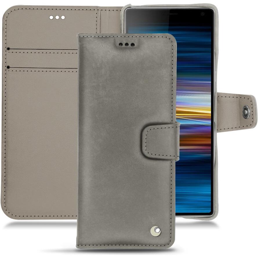 Noreve Lederschutzhülle Wallet (Sony Xperia 10 Plus), Smartphone Hülle, Grau