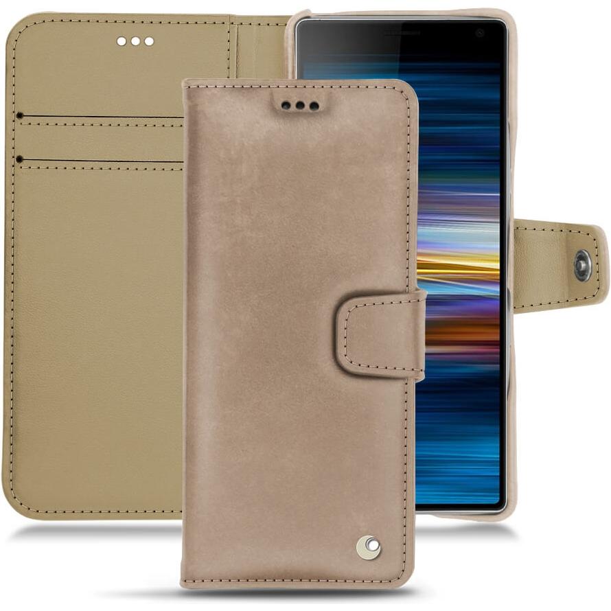 Noreve Lederschutzhülle Wallet (Sony Xperia 10 Plus), Smartphone Hülle, Beige