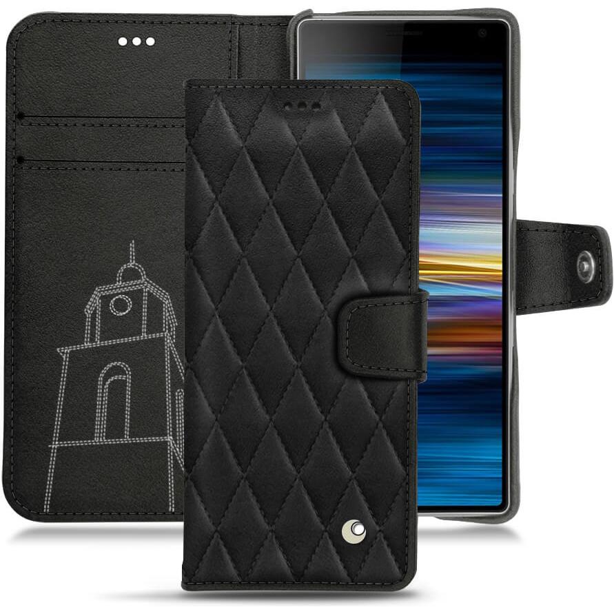 Noreve Lederschutzhülle Wallet (Sony Xperia 10 Plus), Smartphone Hülle, Schwarz