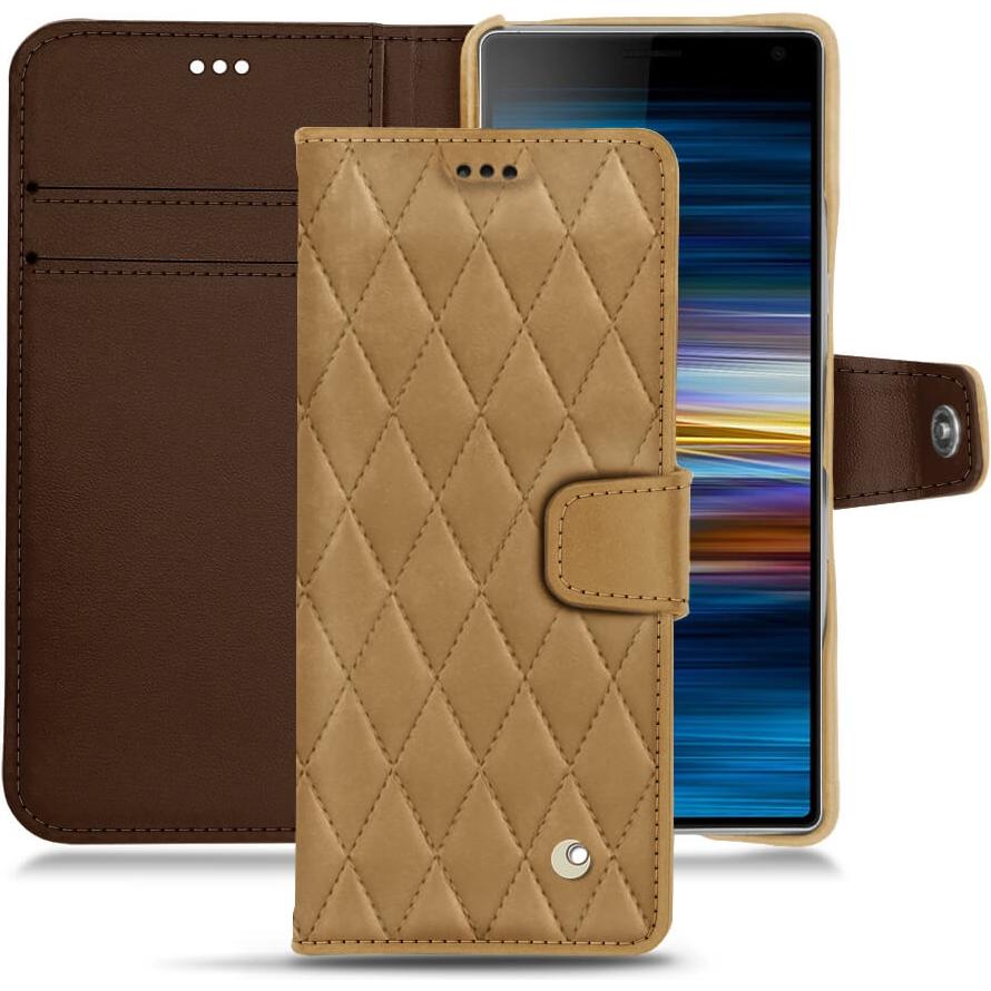 Noreve Lederschutzhülle Wallet (Sony Xperia 10 Plus), Smartphone Hülle, Braun