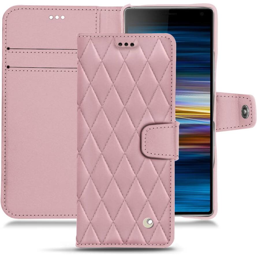 Noreve Lederschutzhülle Wallet (Sony Xperia 10 Plus), Smartphone Hülle, Rosa