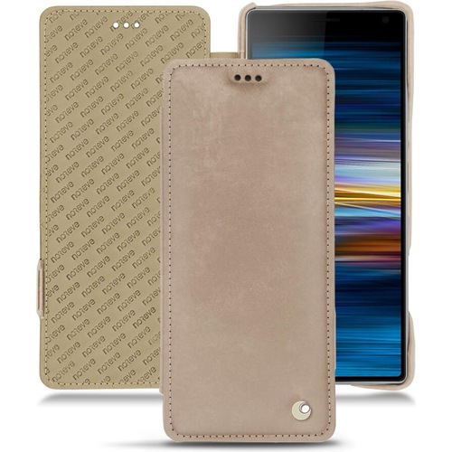 Noreve Lederschutzhülle horizontal (Sony Xperia 10 Plus), Smartphone Hülle, Beige