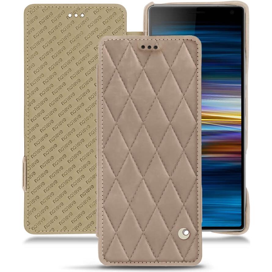 Noreve Lederschutzhülle horizontal (Sony Xperia 10 Plus), Smartphone Hülle, Beige