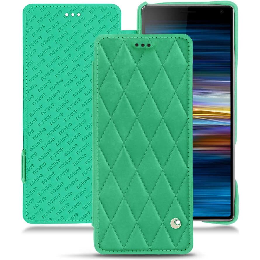 Noreve Lederschutzhülle horizontal (Sony Xperia 10 Plus), Smartphone Hülle, Grün