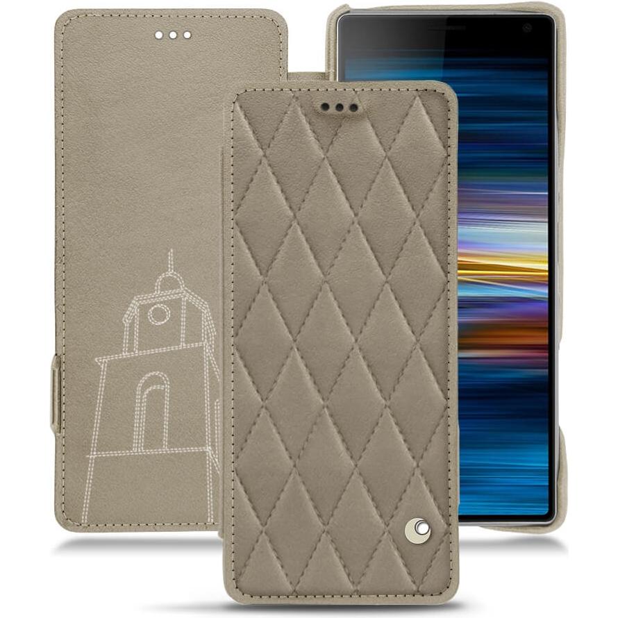 Noreve Lederschutzhülle horizontal (Sony Xperia 10 Plus), Smartphone Hülle, Beige