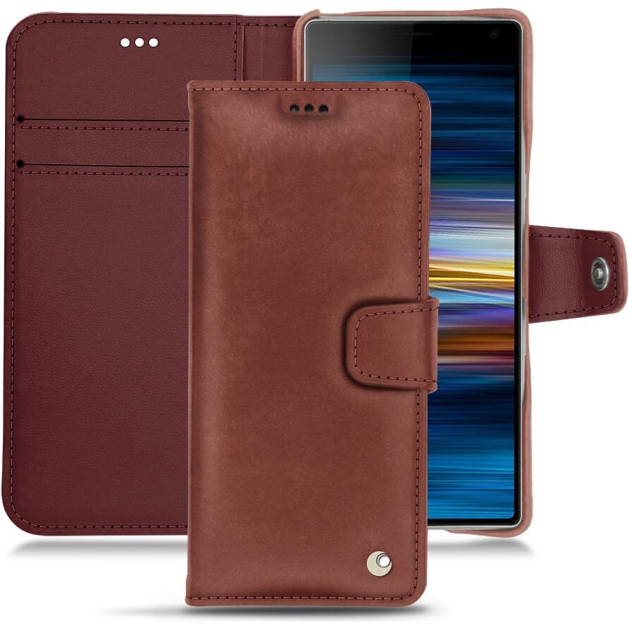 Noreve Lederschutzhülle Wallet (Sony Xperia 10), Smartphone Hülle, Rot