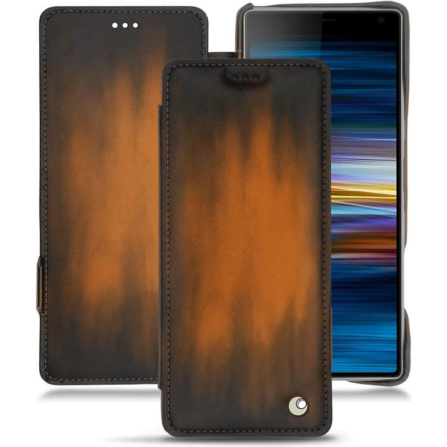 Noreve Lederschutzhülle horizontal (Sony Xperia 10), Smartphone Hülle, Braun
