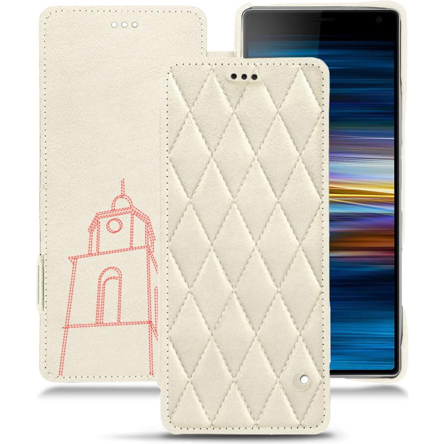 Noreve Lederschutzhülle horizontal (Sony Xperia 10), Smartphone Hülle, Weiss