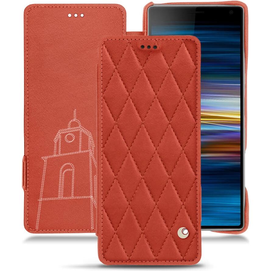 Noreve Lederschutzhülle horizontal (Sony Xperia 10), Smartphone Hülle, Orange