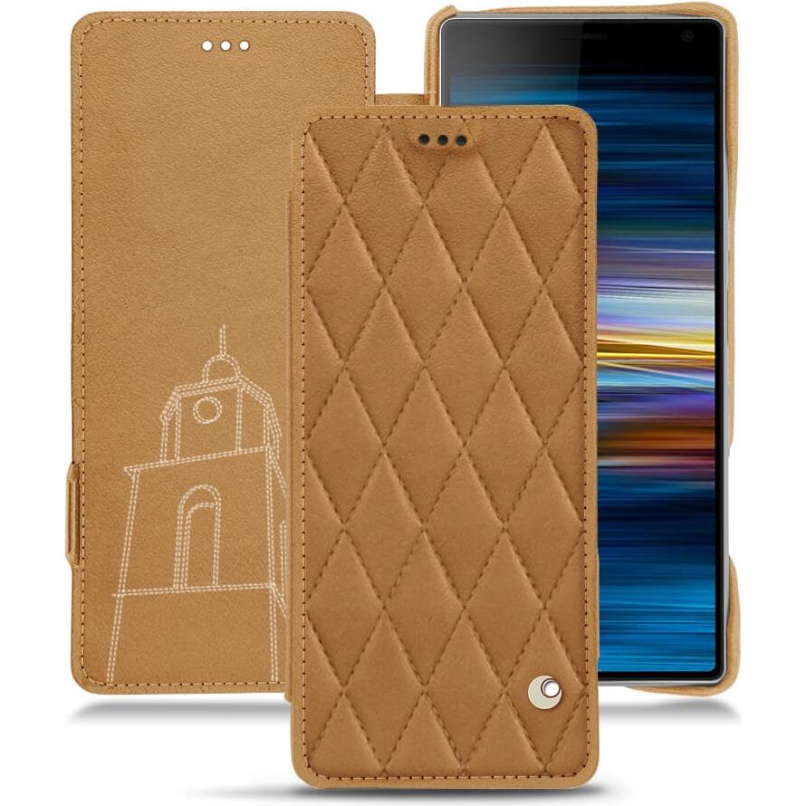 Noreve Lederschutzhülle horizontal (Sony Xperia 10), Smartphone Hülle, Braun