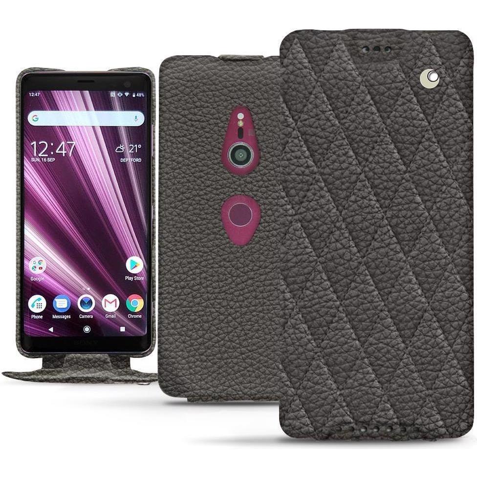 Noreve Lederschutzhülle vertikal (Sony Xperia XZ3), Smartphone Hülle, Grau