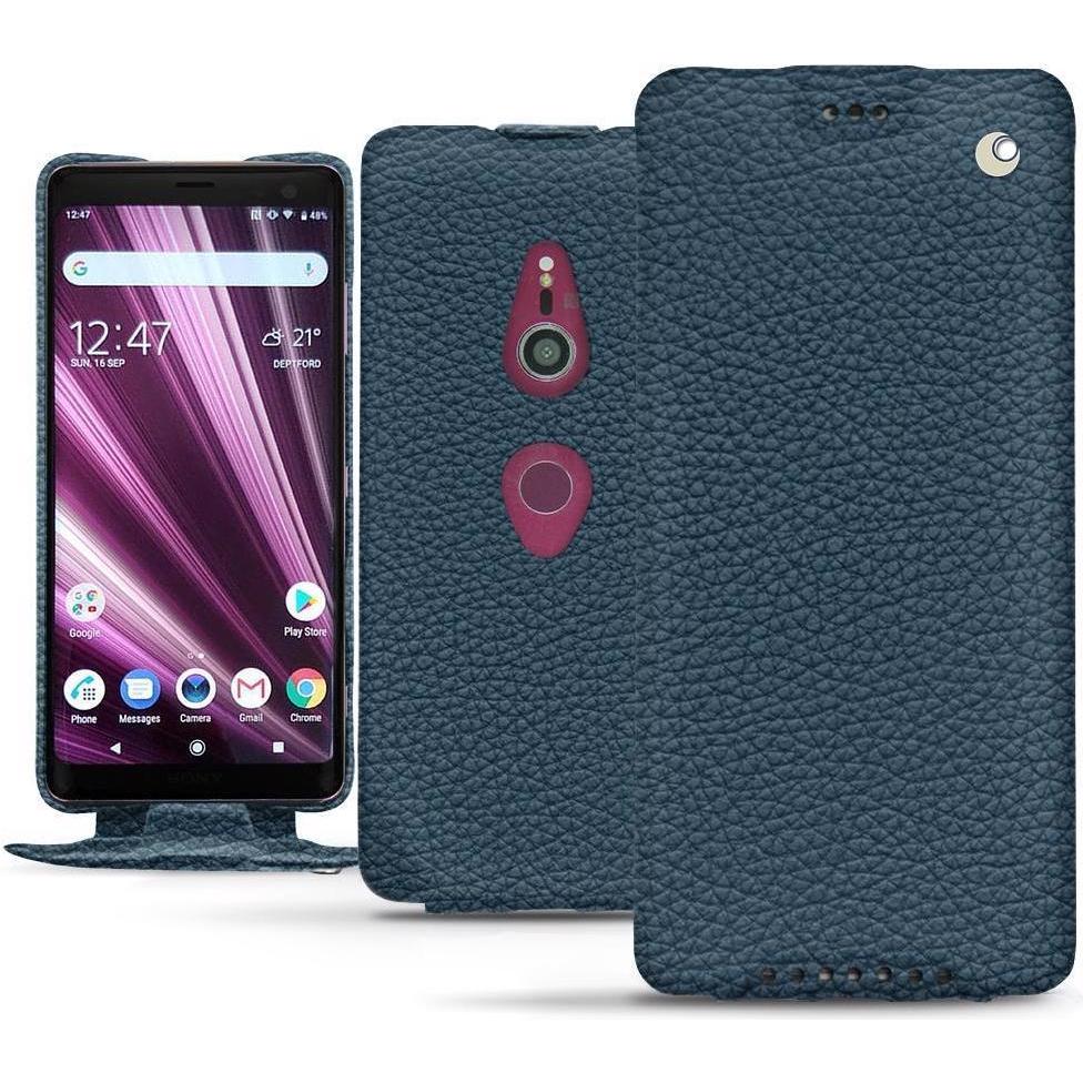 Noreve Lederschutzhülle vertikal (Sony Xperia XZ3), Smartphone Hülle, Blau