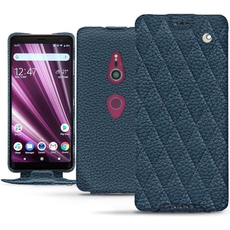 Noreve Lederschutzhülle vertikal (Sony Xperia XZ3), Smartphone Hülle, Blau