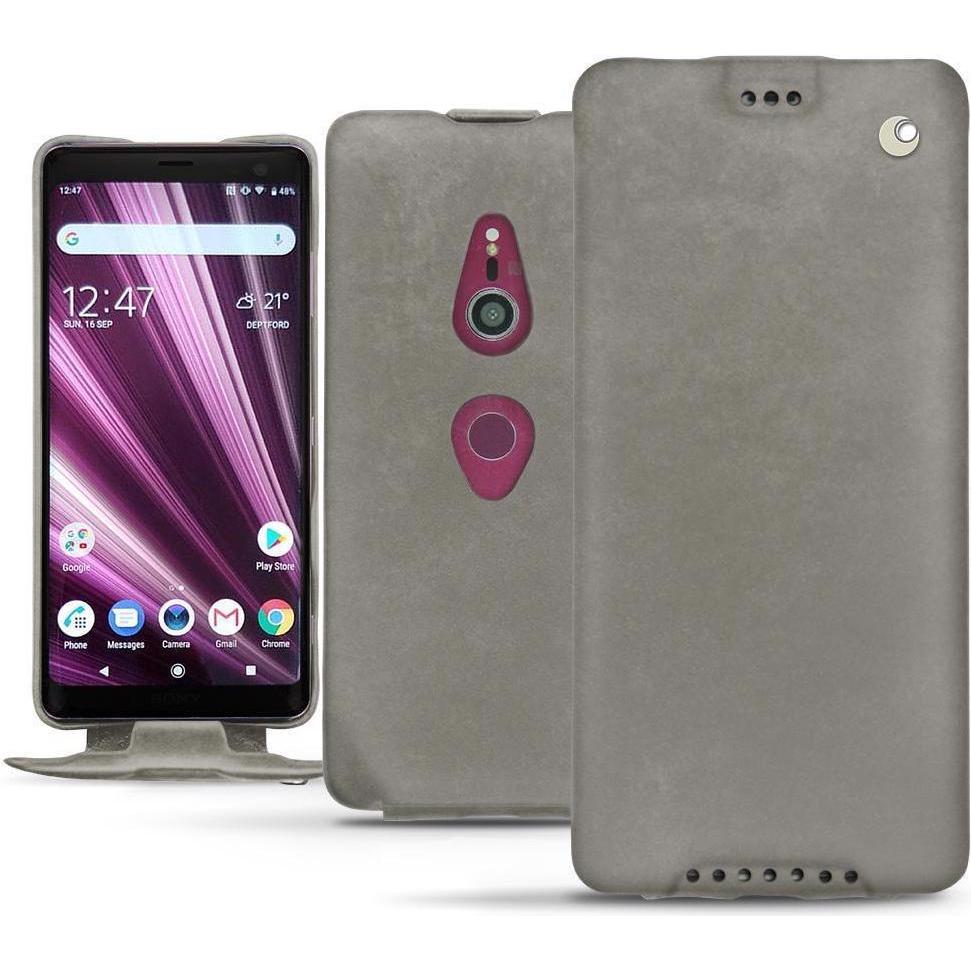 Noreve Lederschutzhülle vertikal (Sony Xperia XZ3), Smartphone Hülle, Grau