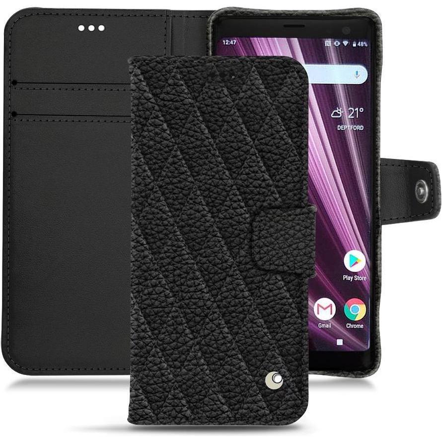 Noreve Lederschutzhülle Wallet (Sony Xperia XZ3), Smartphone Hülle, Schwarz