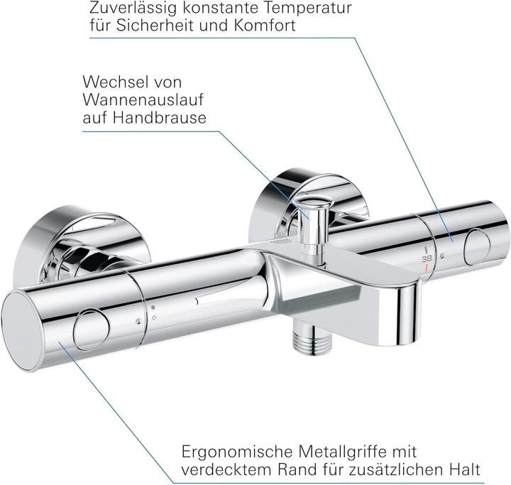 Produktbild Grohe Badewannenarmatur mit Thermostat Precision Get chrom 34774000