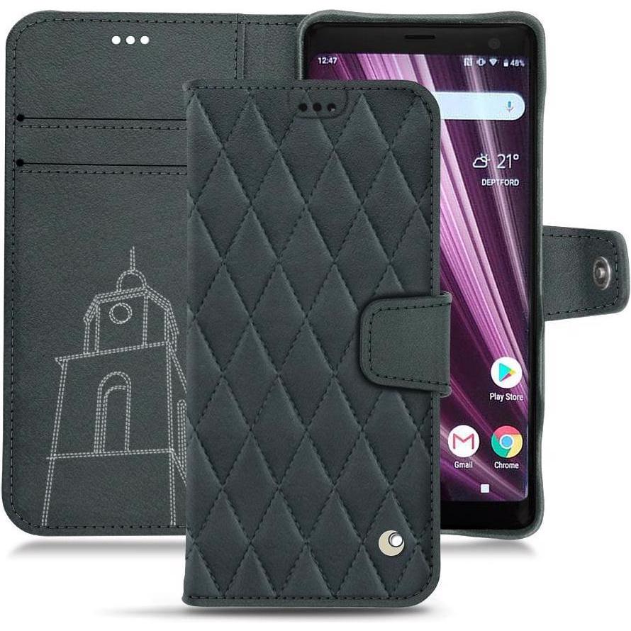 Noreve Lederschutzhülle Wallet (Sony Xperia XZ3), Smartphone Hülle, Blau
