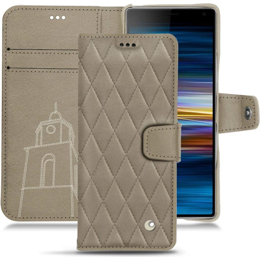 Noreve Lederschutzhülle Wallet (Sony Xperia 10), Smartphone Hülle, Beige