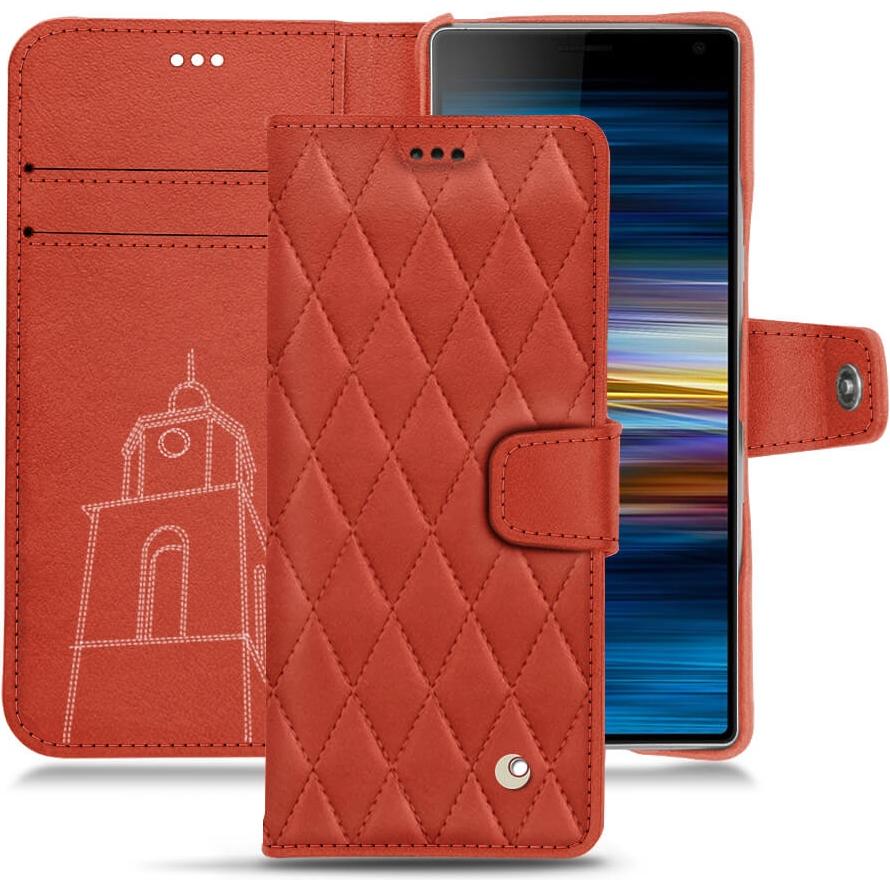 Noreve Lederschutzhülle Wallet (Sony Xperia 10), Smartphone Hülle, Orange
