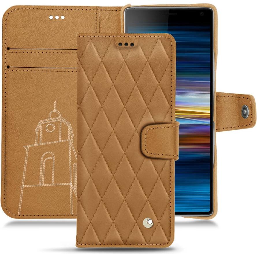 Noreve Lederschutzhülle Wallet (Sony Xperia 10), Smartphone Hülle, Braun