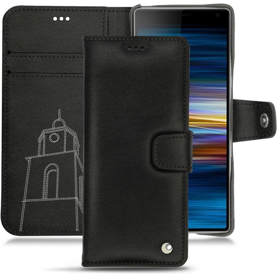 Noreve Lederschutzhülle Wallet (Sony Xperia 10), Smartphone Hülle, Schwarz
