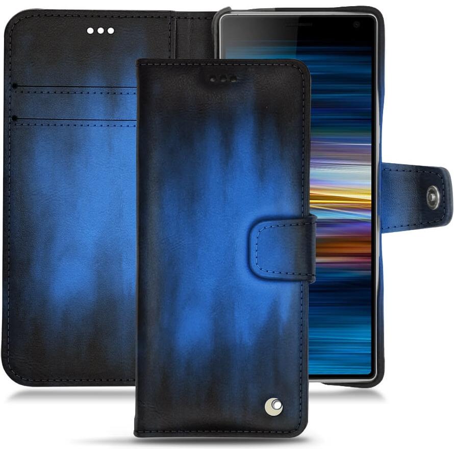 Noreve Lederschutzhülle Wallet (Sony Xperia 10), Smartphone Hülle, Blau