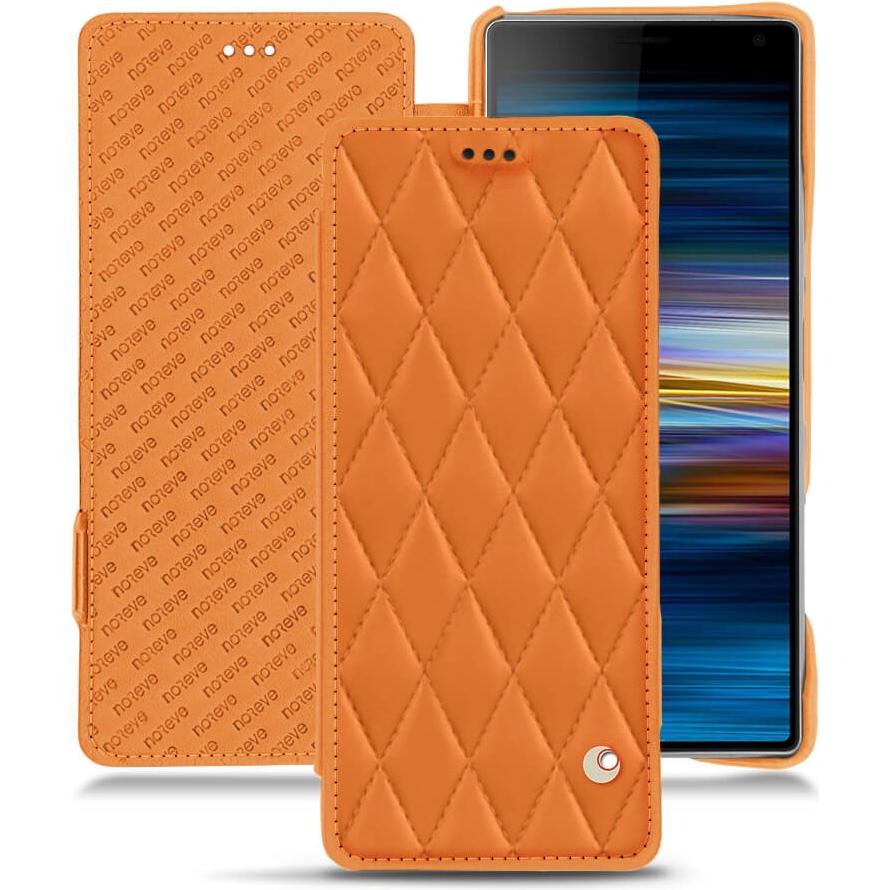 Noreve Lederschutzhülle horizontal (Sony Xperia 10), Smartphone Hülle, Orange