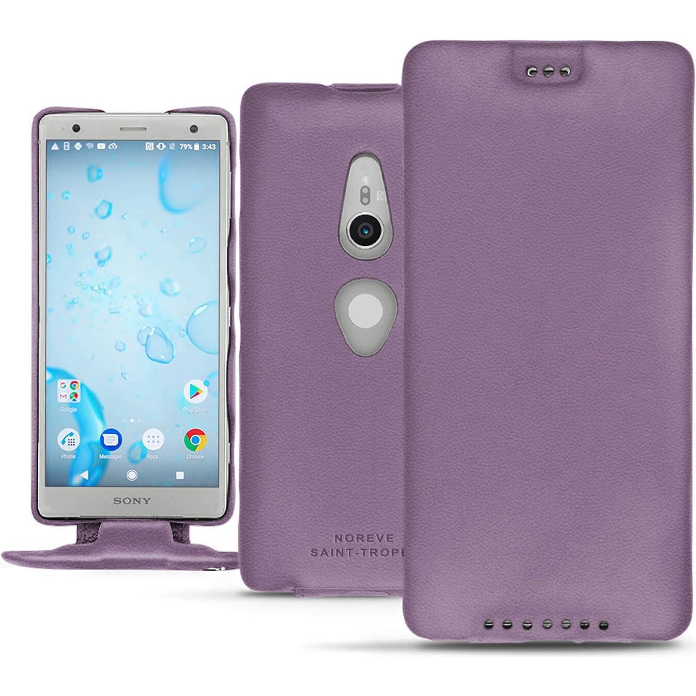 Noreve Lederschutzhülle vertikal (Sony Xperia XZ2), Smartphone Hülle, Violett